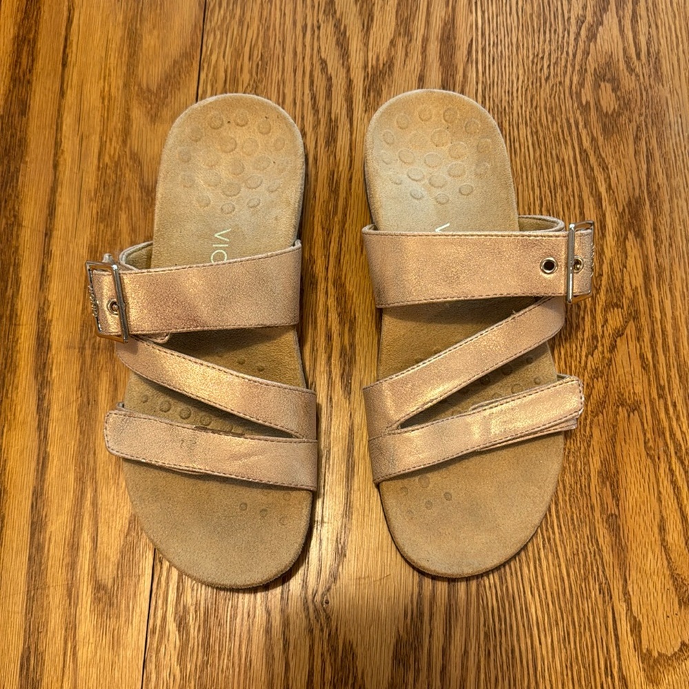 Vionic Women's Metallic Slip-On Sandals/Slippers Size 8 Tan